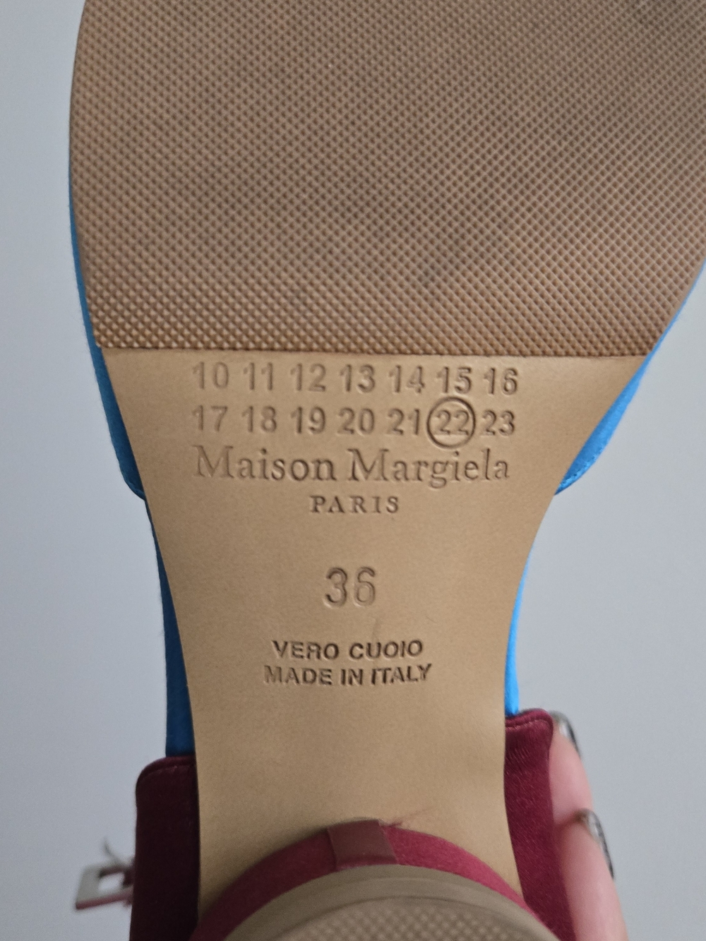 Maison Margiela Tabi Mary Janes In Blue and Burgundy - Picture 2 of 4